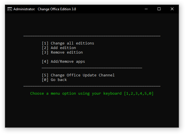 MAS Office edition change menu